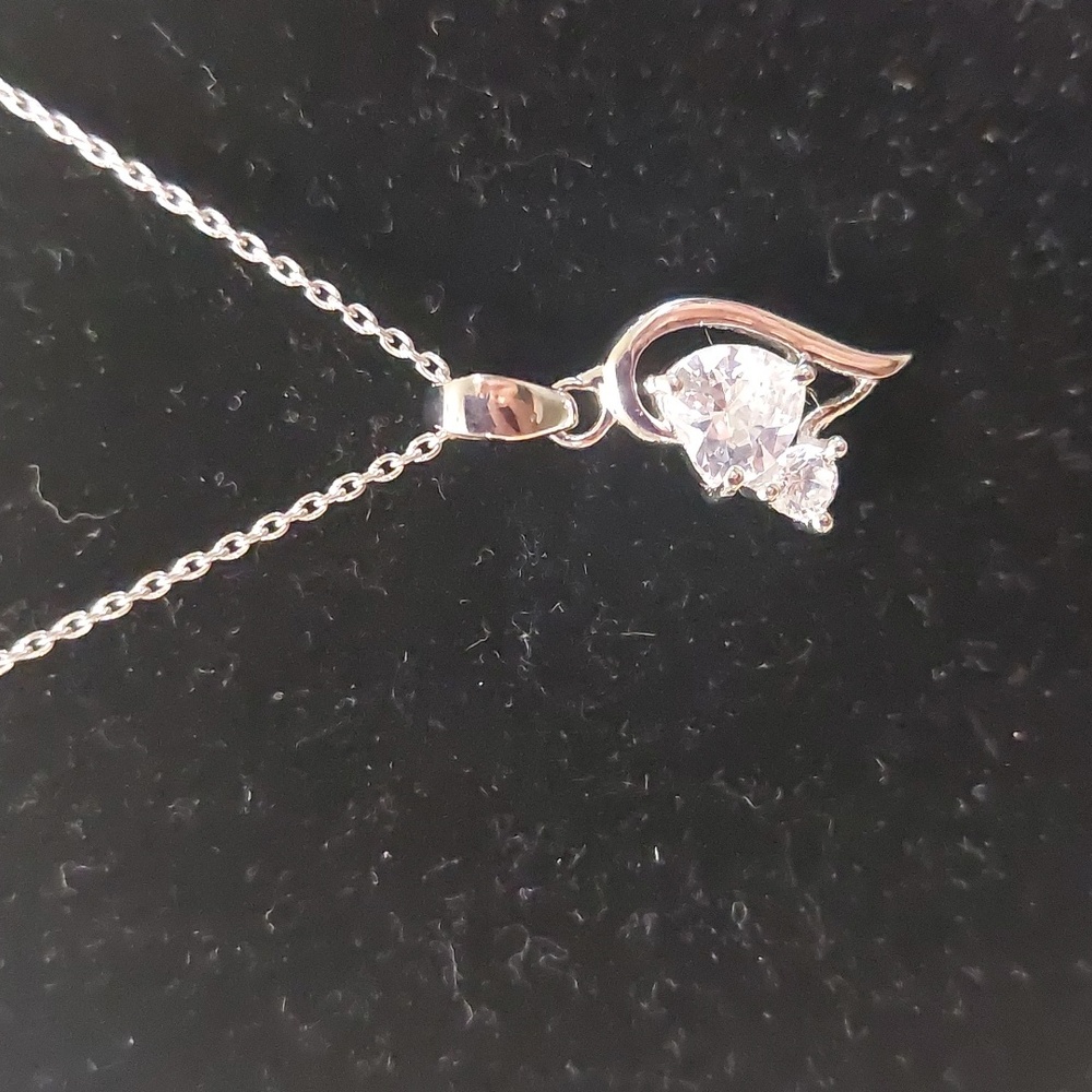 Sterling Silver CZ Pendant 18"